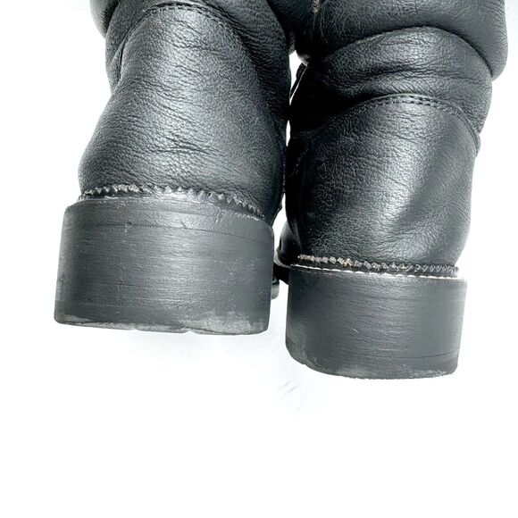 CHANEL Black Leather Tweed Combat Boots – Lace-Up – EU 40.5 - Picture 10 of 15